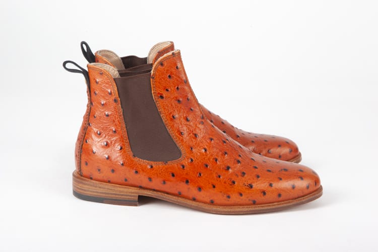 Ostrich chelsea boots top