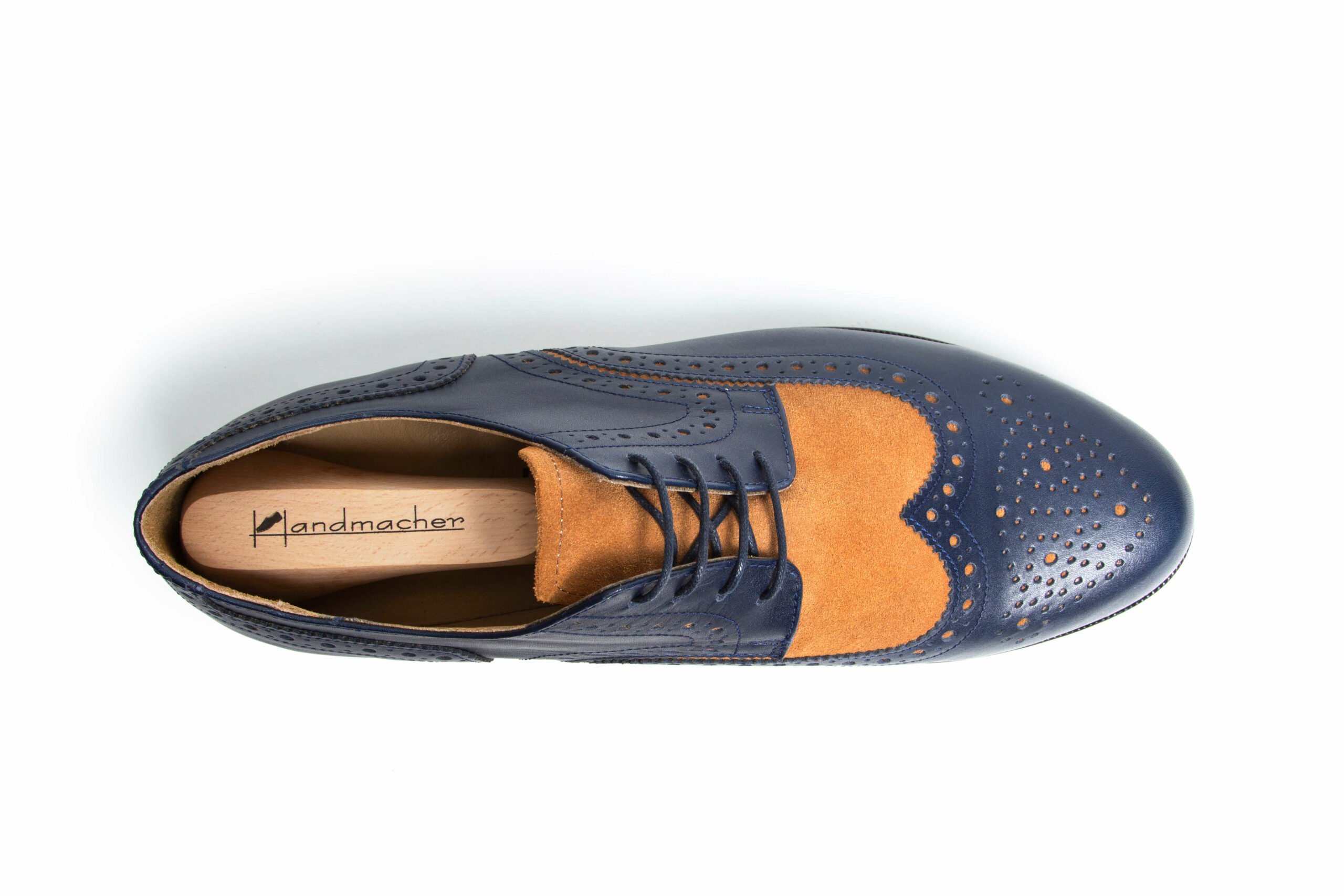 Modell 14 Budapester in Blau mit Cognac